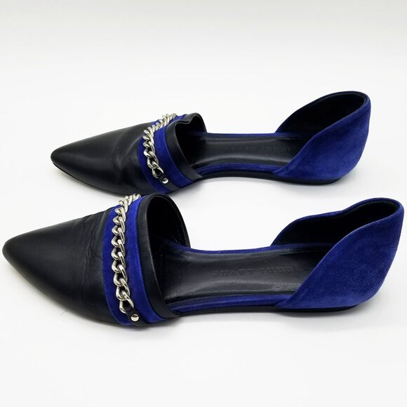 Jenni Kayne Chain D’Orsay Flats Slip On Black/Ink Royal Cobalt Blue Size 37 $595 - Picture 6 of 16